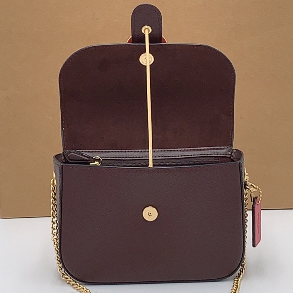 COACH Womens Gemma Crossbody In Colorblock Leather Color: Strawberry Haze/Cranb - Picture 9 of 16